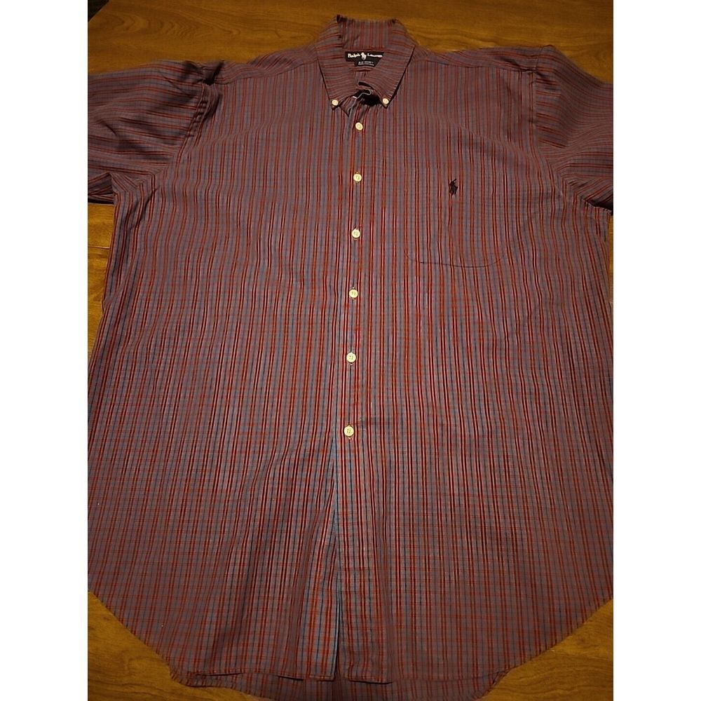 Ralph Lauren Polo The Big Shirt Red/Blue Plaid Button Up Large 100% Cotton